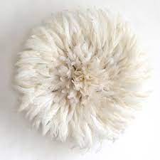 White Bamileke Juju Hats Set Of 3 Juju Hat Interior Decor Home And Living Wall Hanging Feather Headdress Tyn Hat In 2021 Juju Hat Hanging Feathers Feather Headdress