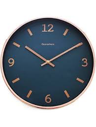Inlaid with rich enamels, faux leathers and wood veneers, these richly finished alarm clocks complement our many frame designs. Luxury Modern 12 Silent Non Ticking Wall Clock With Rose Gold Frame Blue Shore Arospa Rose Gold Kitchen Blue Wall Clocks Navy And Copper