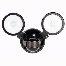 Defiant 180 Degree Black Motion Activated Outdoor Integrated Led Twin Head Flood Light Flood Lights Motion Activated Light Security Lights