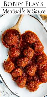 This Italian Meatball Recipe From Bobby Flay Is Easy To Make Ahead Of Time On The Stove Top And Reheat In Th Food Network Recipes Italian Meatballs Recipe Food