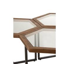 New dimensions of beauty the means to an end. Decorative Side Tables Hexagonal Wood Glass Brown Sl Homedecoration Com