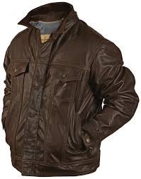 Robot Check Leather Jacket Brown Leather Jacket Jackets