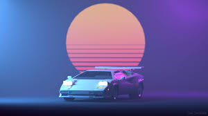 Lamborghini Countach 1920x1080 Neon Wallpaper Vaporwave Art Vaporwave Wallpaper