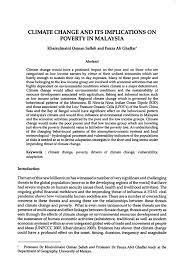 Reports that urban poverty in malaysia is not considered a serious phenomenon; Climate Change And Its Implications On Poverty In Malaysia Sarjana