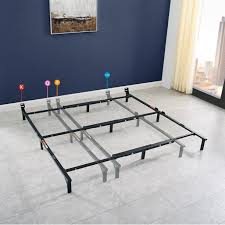 There are short beams that extend from the frame legs, which come in handy for this step. Mainstays 7 Universal Heavy Duty Adjustable Bed Frame Black Steel Adjusts Twin King Walmart Com Walmart Com