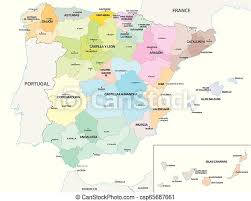 Mapa Provincias Colorido Politico Regioes Vetorial Espanhol Administrativo Canstock