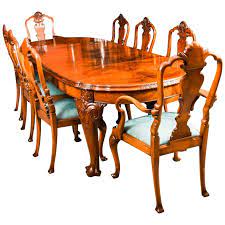 And speaking of seats, we have a wide selection of dining armchairs and side chairs, with either upholstered or wood seats, along with upholstered host. Early 20th Century Edwardian Queen Anne Revival Dining Table And 8 Chairs At 1stdibs