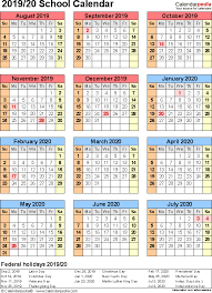 Template 7 School Calendar 2019 20 For Excel Portrait Orientation Year At A Glance 1 Page School Calendar Printable Calendar Design Academic Calendar