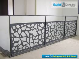 Balcony steel grill designs, steel railing designs for balcony, modern design for balcony railing. Laser Cut Balcony Stair Rail Panel