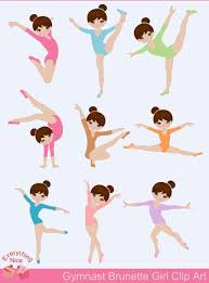 Brunette Light Brown Skin Tone Gymnastics Brunette Gymnast Girl Clip Art Festa De Ginastica Aniversario De Ginastica Desenhos Danca