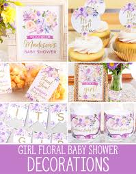 Purple Baby Shower Decorations Printable Floral Baby Shower Decorations Ultra Viole Baby Shower Purple Purple Baby Shower Decorations Baby Shower Decorations