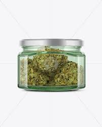 Square Green Glass Jar With Weed Buds Mockup In Jar Mockups On Yellow Images Object Mockups