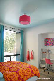 Ambesonne teal and white curtains, pastel colored grunge looking feathers flying bohemian ethnic, window treatments 2 panel set for living room bedroom decor, 56 x 63, teal dark blue white (set of 2) by east urban home. Bright Pink Orange And Teal In A Modern House Makes The Perfect Room For A Growing Girl Pink Bedroom For Girls Pink And Aqua Bedroom Aqua Bedrooms