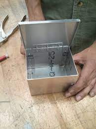 A Riveted Metal Box With Lid Metal Tool Box Sheet Metal Sheet Metal Fabrication