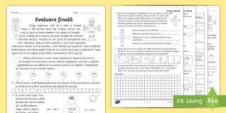 Copilul tău a încercat testele demo? Clasa I Mem Evaluare FinalÄ FiÈÄ De Evaluare Cu Descriptori De