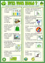 Etes Vous Ecolo Theme Environnement Fiches Pedagogiques Fle
