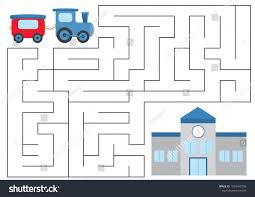 Educational Maze Game For Preschool Kids Help The Train Find Right Way To Railway Station Vector Illustration A Preschool Games Preschool Kids Helping Kids