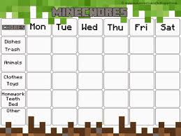 minecraft chore chart free minecraft chore chart award