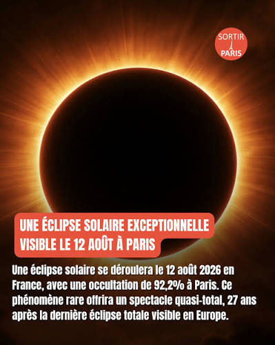 La France s'apprête à vivre un moment astronomique d'exception le mercredi 12 août 2026. Pour la première fois depuis 27 ans, notre pays bénéficiera d'une éclipse solaire particulièrement spectaculaire, avec des taux