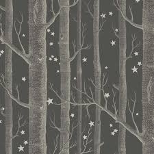 L'intissé graham & brown easy tient ses promesses : Papier Peint Woods Stars Noir Et Argent Whimsical De Cole Son
