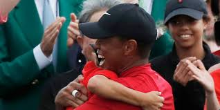 Tiger woods wins 2019 masters for 15th major championship tiger found who he was looking for just off the green behind a tv tower. Tiger Woods Embraces His Kids After His 2019 Masters Win In Augusta