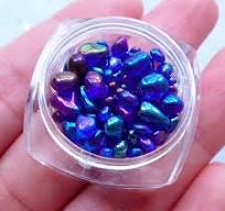 Iridescent Stones | Dollhouse Stone in Irregular Shapes | Mini Beans in  Holographic Color | AB Jelly Beads (No Hole / AB Dark Blue)