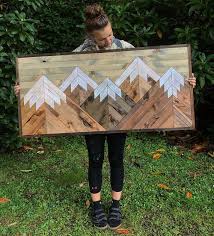 Rustic Five Mountains Large Wood Wall Art Diy Mountain Wood Art Reclaimed Wood Wall Art