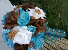 Teal And Brown Bouquet White Roses Wedding Wedding Bouquets Sets Turquoise Bouquet