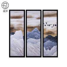 简约现代手绘水墨风景新中式古典抽象装饰沙发背景三联组合装饰画样板间chinese oil painting 联系qq1901122568 windows