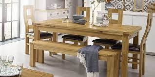 Unique 6 foot dining table with a bench and 3 upholstered high back chairs. Oak Benches And Stools Wooden Benches Oak Furnitureland