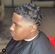Curly fade with lines haircuts for black men with waves 16. Pin By Baerbieambition On Bbyboy Waves Hairstyle Men Hair Styles Hair And Beard Styles