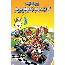 Super Mario Kart Super Nintendo Snes Go Kart Racing Video Game Luigi Princess Peach Poster 24x36 Inch Walmart Com In 2020 Super Mario Kart Mario Kart Super Mario