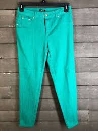 Details About Iman 230 Kelly Green Side Zipper Skinny Stretch Pants Womens 6
