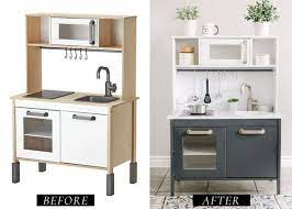 Check out this modern play kitchen ikea duktig hack and how a boring plain kids kitchen got turned into a stunning piece of play furniture! Ikea Duktig Play Kitchen Makeover Diy Speelkeuken Keuken Ontwerp Ikea Keuken