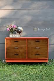 Black And Orange Dresser Burnt Orange Mid Century Dresser Funcycled Orange Furniture Painting Furniture Diy Mid Century Dresser
