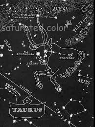 Taurus Night Sky Star Chart Map 1948 Zodiac By