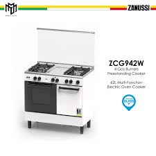 Zanussi cookers including gas, electric and dual fuel cookers in a range of sizes and styles. Zanussi 4 Gas Burners Freestanding Cooker With 62l Multi Function Electric Oven Cooker Zcg942w Lazada