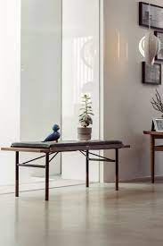 北歐櫥窗 bench 胡桃木皮革長凳 interior design home decor interior