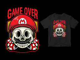 Download Game Over Skull Head Super Mario Cartoon Buy T Shirt Designs