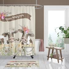 Shower Curtain Farmhouse Decor Fickleberry Cows Bath Mat Bath Towels Custom Personalized F Farmhouse Decor Custom Shower Curtains Country Shower Curtain
