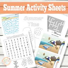 The summer resource set introduces twelve vocabulary words that reappear in eight different activities. Printable Summer Activity Sheets