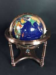 Lapis Brass Globe W Inlaid Gem Stones Furniture Makeover Diy Gemstones Stone
