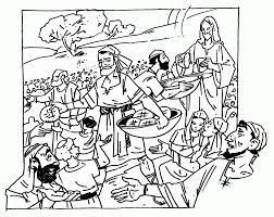 Jesus feeds the multitude with fish and bread coloring page from jesus mission period category. Coloring Pictures Of Jesus Feeding The 5000 Coloring Library