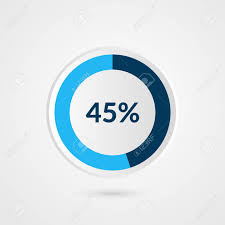 45 percent blue grey and white pie chart percentage vector infographics