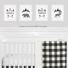 5 out of 5 stars. Forest Animals Plaid Wall Art Prints Room Decor For Baby Nursery And Kids By Sweet Jojo Designs Set Of 4 Black And White Buffalo Check Bear Moose Arrow Only 19 99