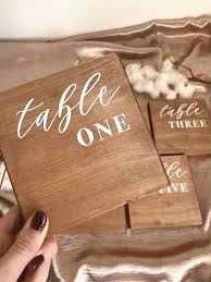 Wooden Table Numbers Custom Freestanding Wedding Table Number Signs Rustic Boho Table Decor Wedding Engagement Signage In 2020 Wedding Table Number Signs Engagement Signage Wooden Table Numbers
