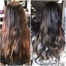 Dark Brown Hair Honey Carmel Peekaboo Highlights Long Hair Curled Hair Long Hair Styles Honey Hair Carmel Hair Color
