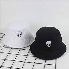 Alien Black And White Hat Riddle Black White Solid Alien Bucket Hat Unisex Bob Caps Hip Hop Gorros Men Women Summer Panama Cap Stylish Hats Alien Hat Hats For Women