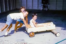 Brian, Janice, Anne Hurst in go-cart