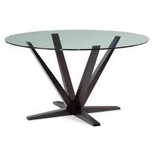 Aura 60 Inch Chocolate Round Glass Top Dining Table Saloom Furniture Glass Top Dining Table Glass Dining Table